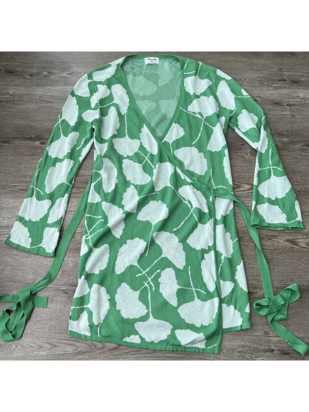 Diane von Furstenberg DVF x Target Ginkgo‎ Wrap Dress Womens M/L Green White